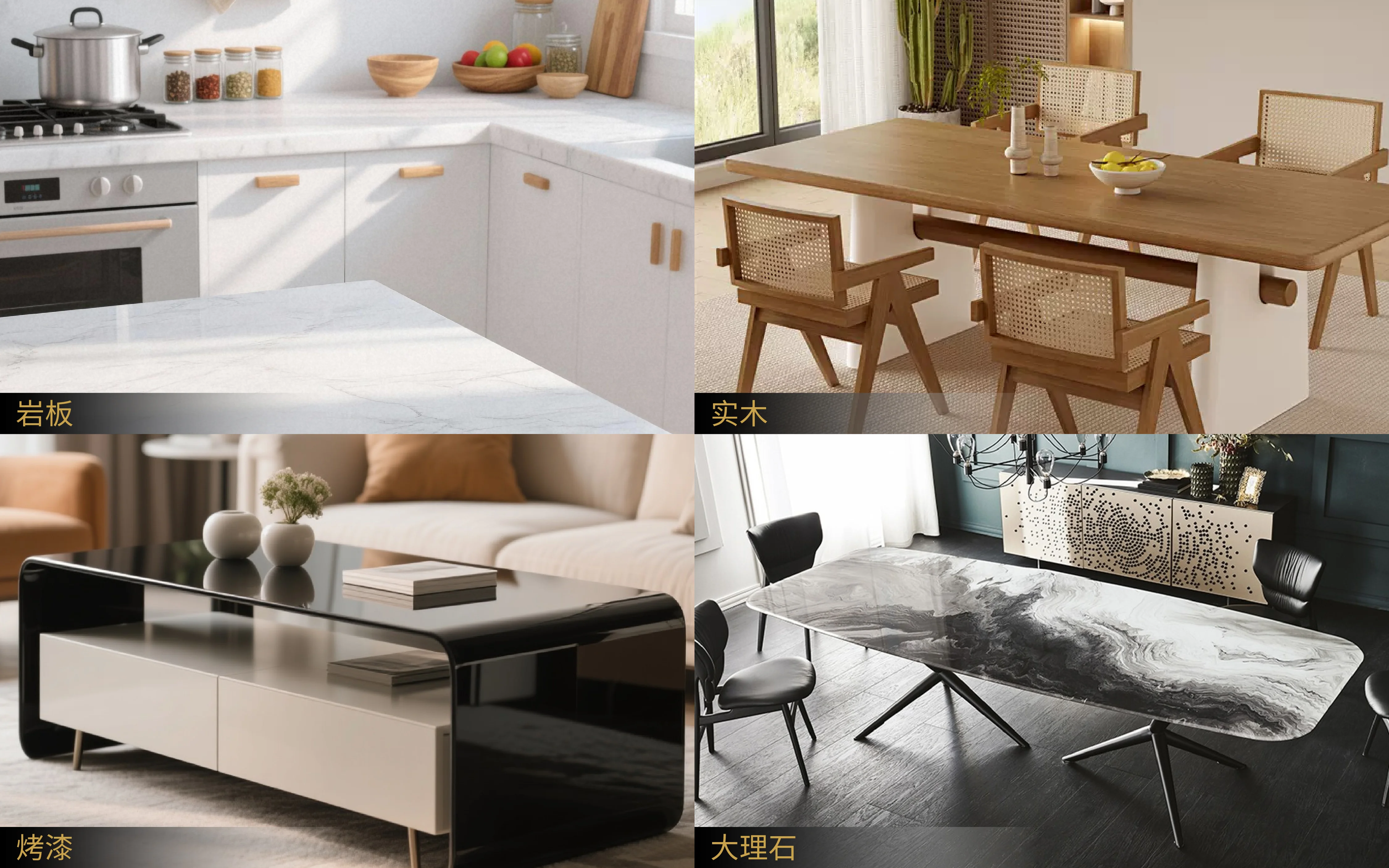 Sintered stone / Solid wood / Lacquer / Marble home materials